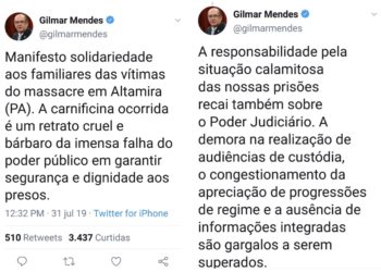 Mendes lamenta morte de presos, mas se esqueceu da tragédia em Brumadinho